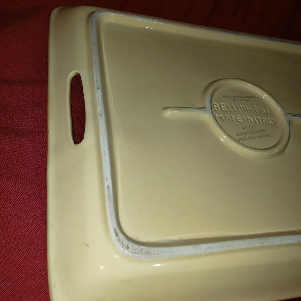 Archer Anita Mary Bellini Piu Italy Made Multicolor ceramic Tray Handles 14